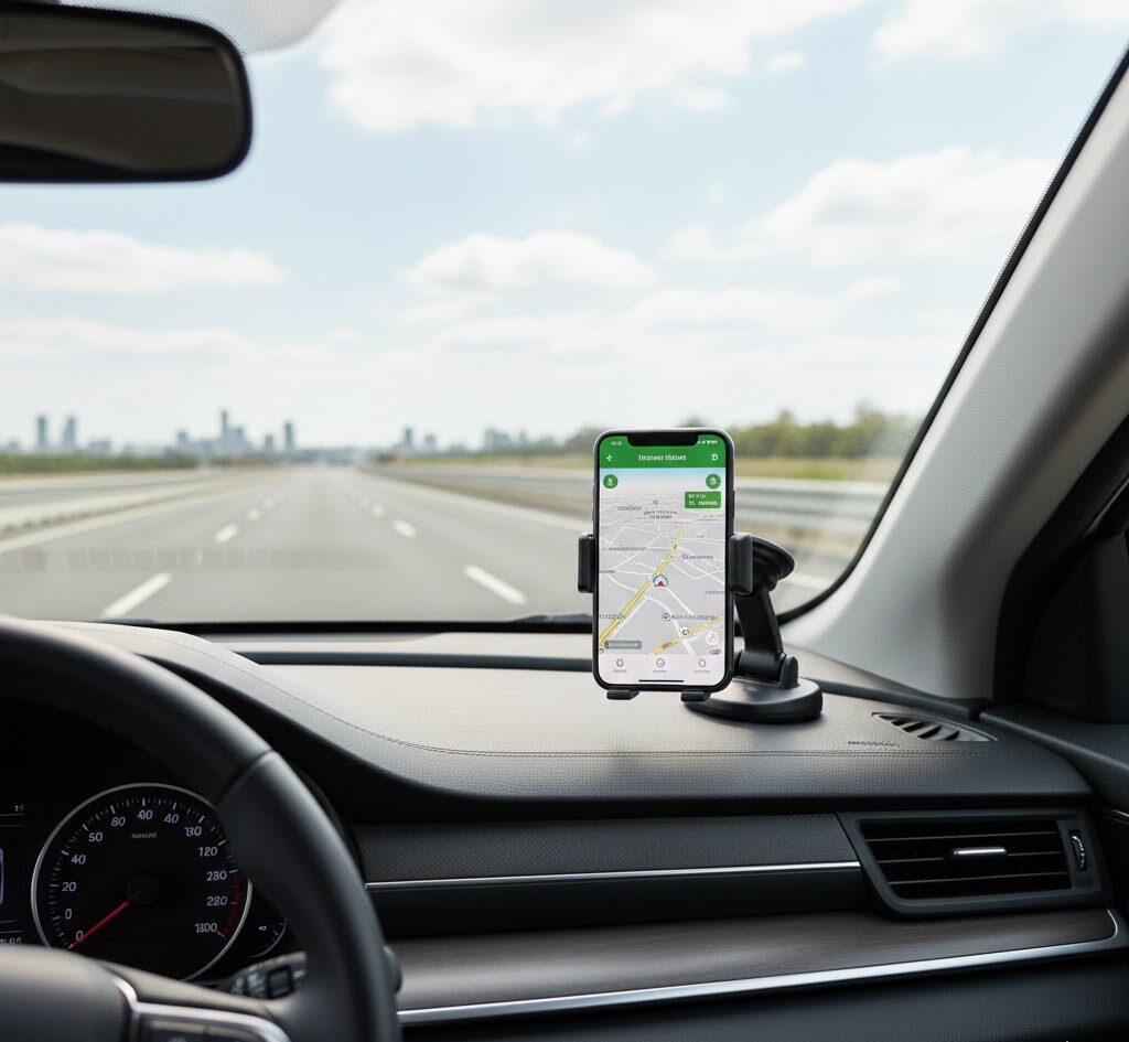 یک  داشبورد که در بهترین زاویه دید راننده (قانون خط دید) نصب شده است.