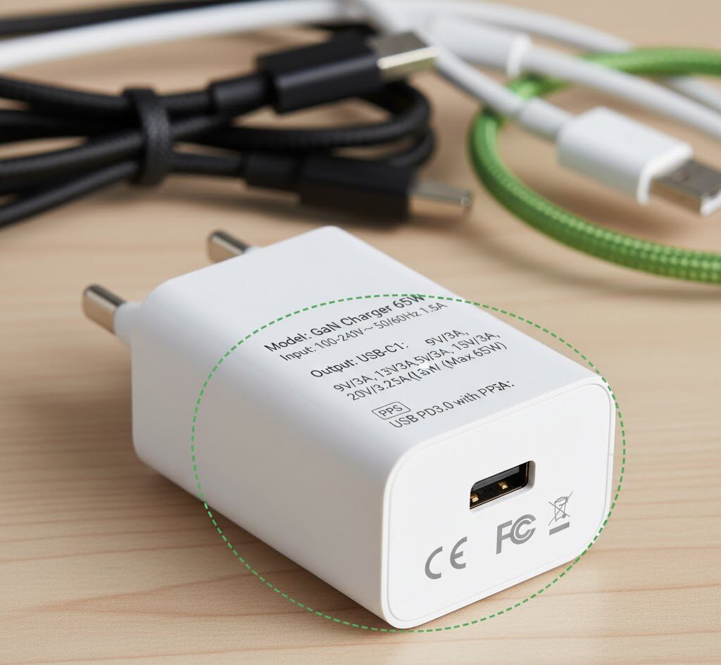 مشخصات فنی آداپتور شارژر 25 وات با پورت Type-C و اطلاعات ولتاژ و آمپر