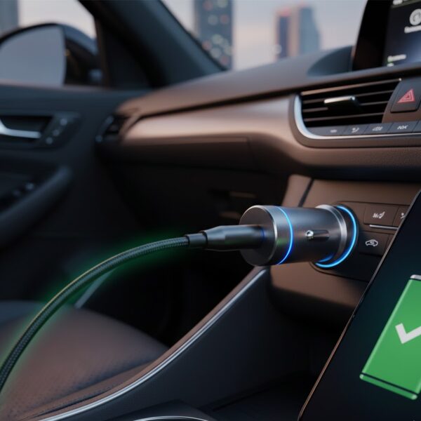 شارژر فندکی با کیفیت در حال شارژ گوشی موبایل در هولدر