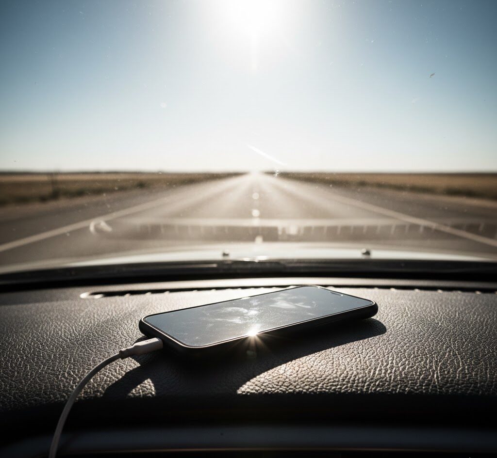 داغ شدن گوشی موبایل زیر نور خورشید حین شارژ با شارژر فندکی